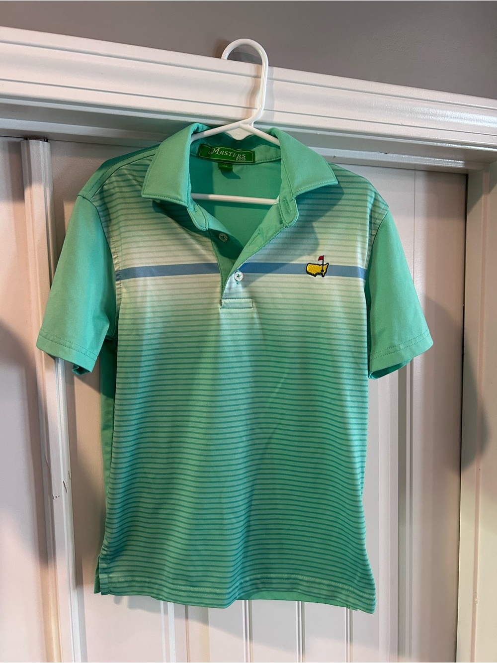 Masters Kids Green Striped Polo with Logo Size XS 5-7